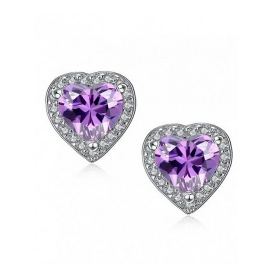 Heart Amethyst Studs