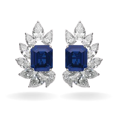 Sapphire and Pear Earclips