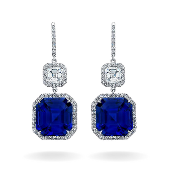 Asscher Sapphire Danglers