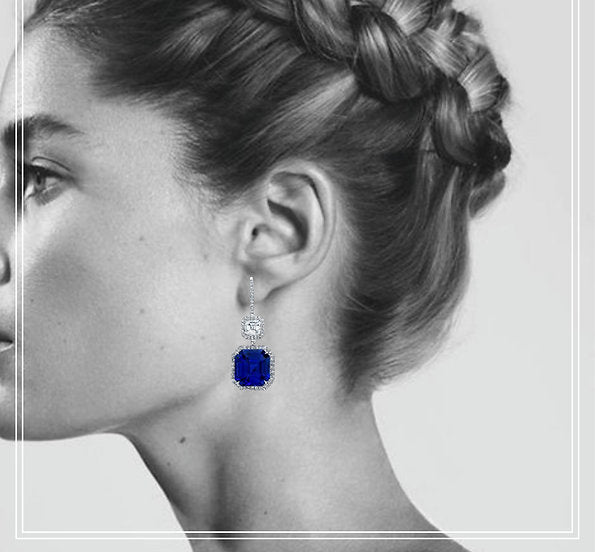 Asscher Sapphire Danglers