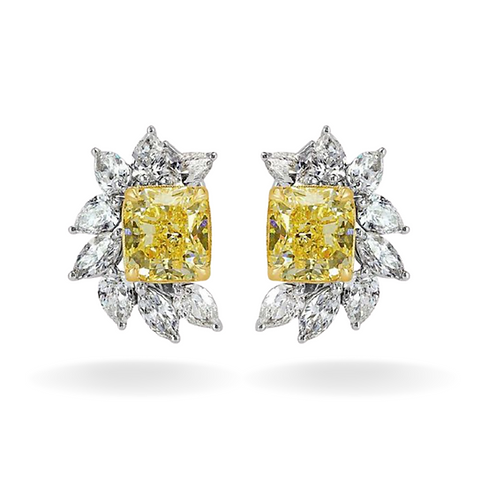 Citrine Diamond Earclips