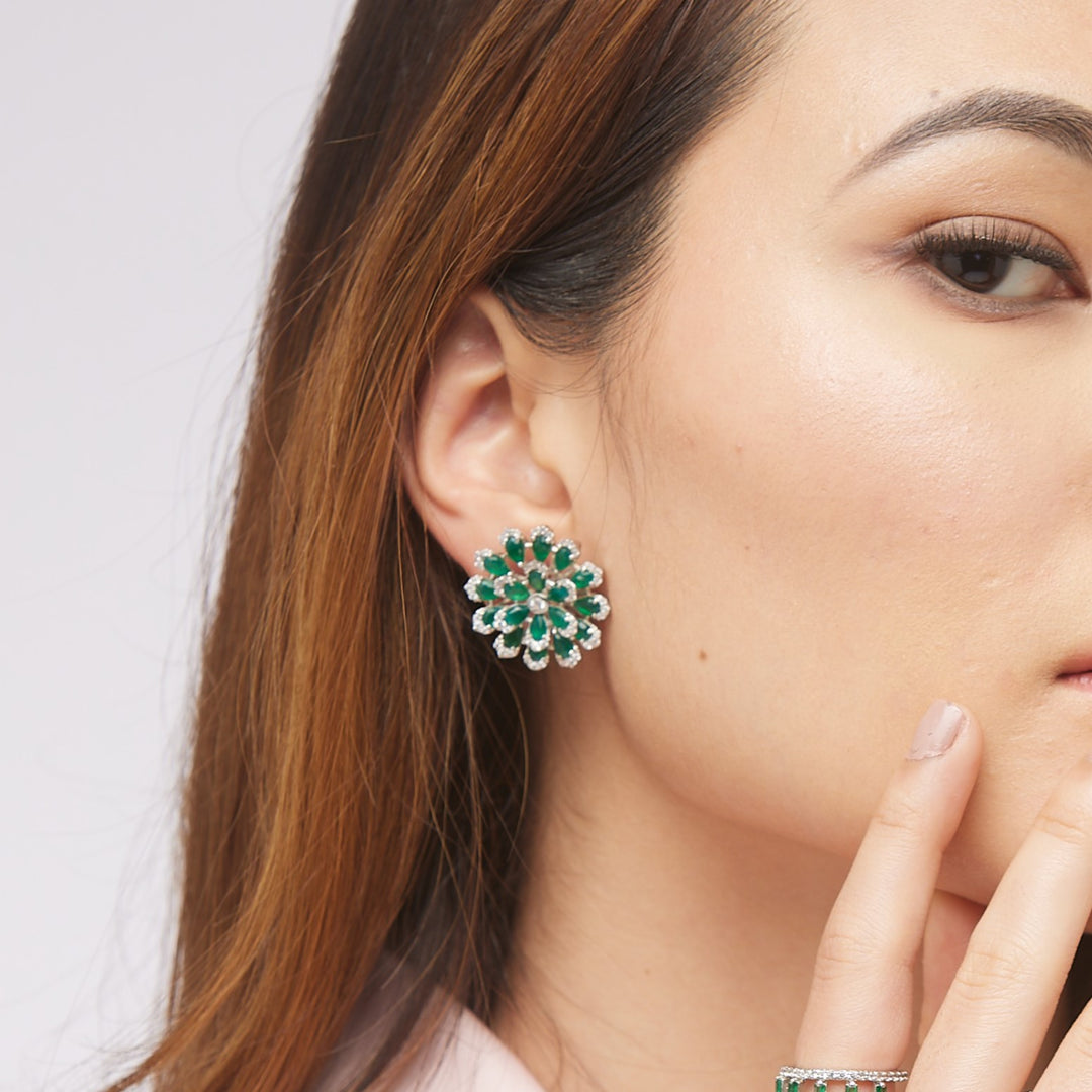 Rosa Emerald Studs