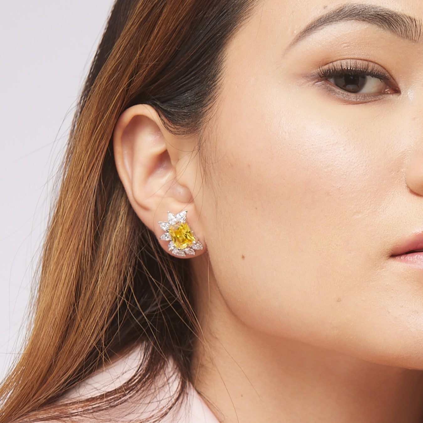Citrine Diamond Earclips