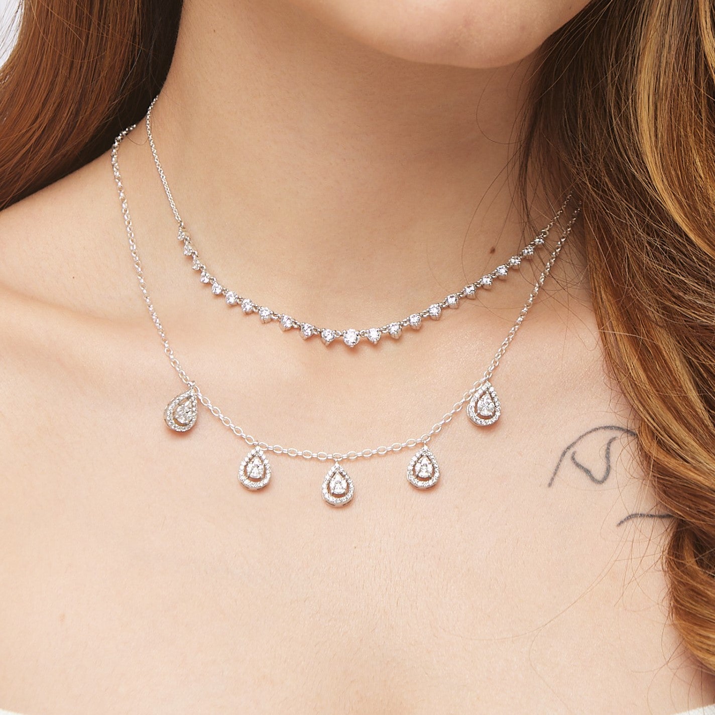 Dahlia Teardrop Cluster Necklace