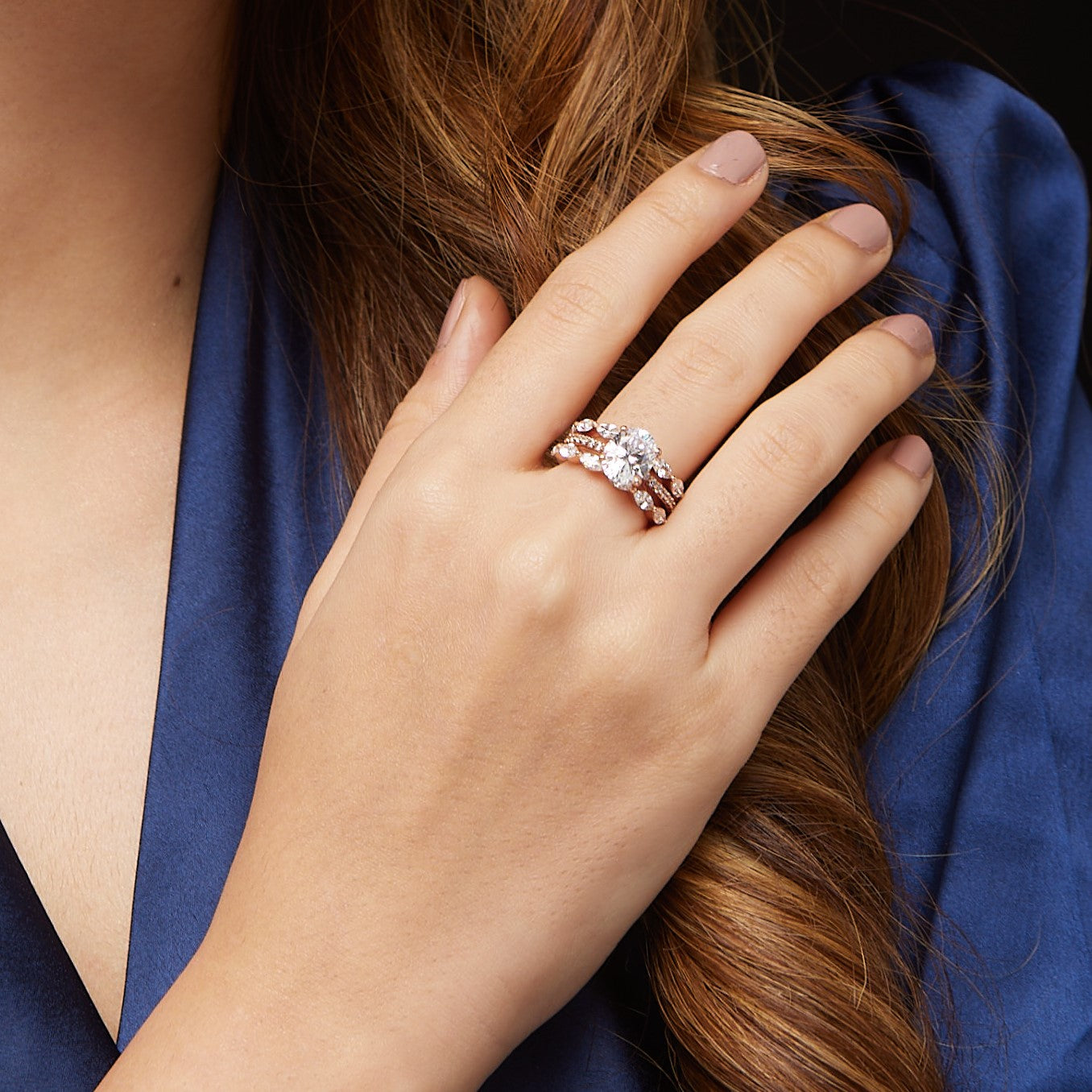 Solitaire Oval Triple Stack Ring