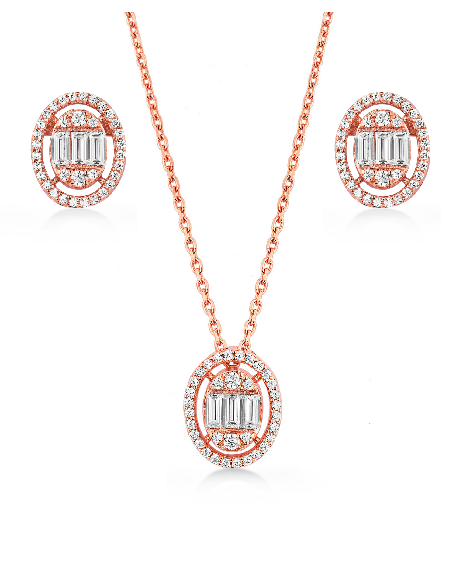 Sania Oval Baguette Pendant Set