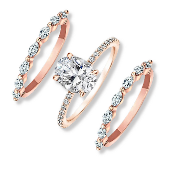 Solitaire Oval Triple Stack Ring